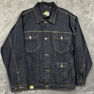 Southpole SP 2K Team Blue Denim Jacket Men's Large Glittery Dark Wash Pockets